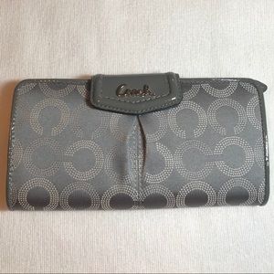 Coach Gray/White Op Art Wallet Snap Closure